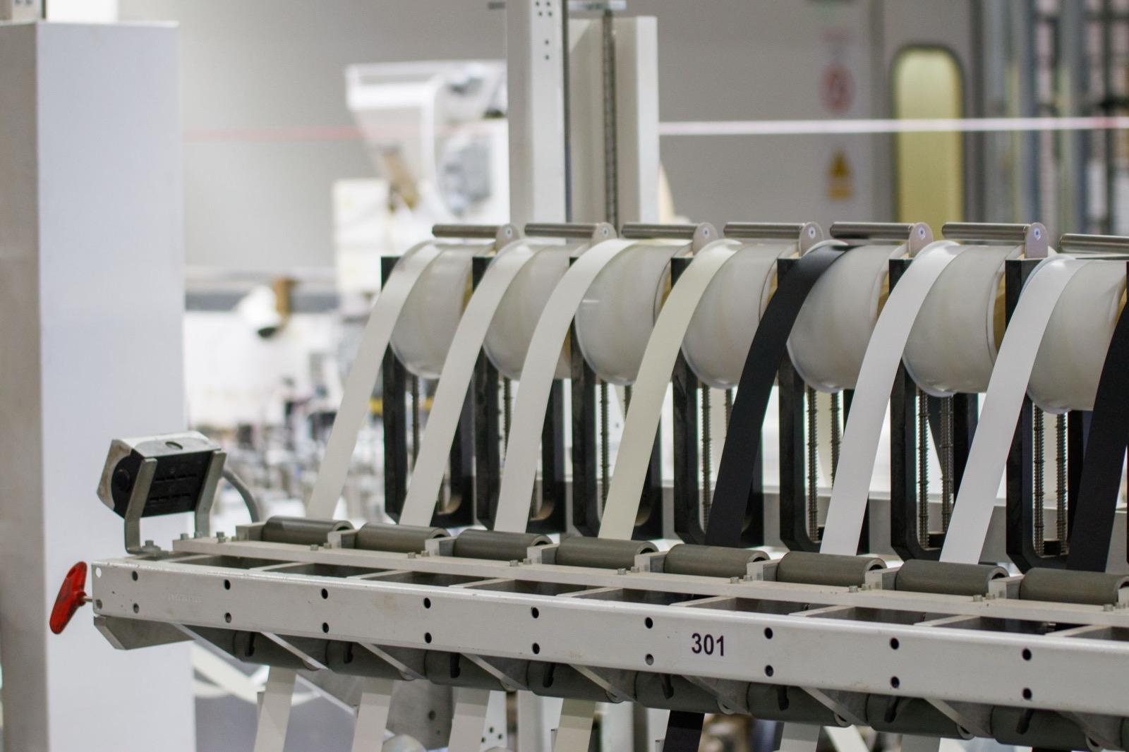 A modern automated production line in a bright manufacturing facility
